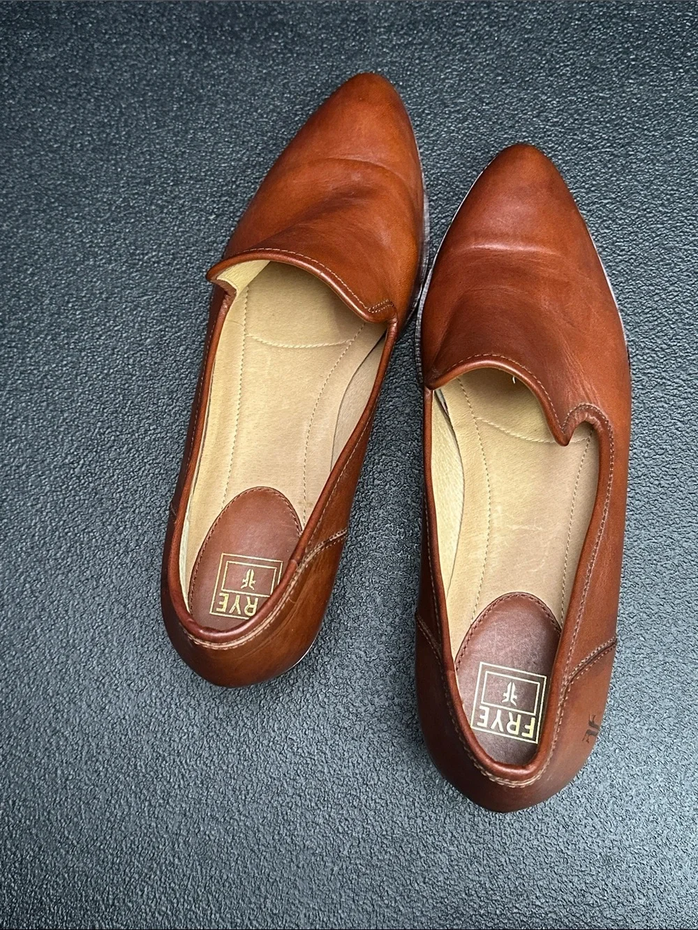 Frye Woman’s Brown Leather Slip-On Loafers 10